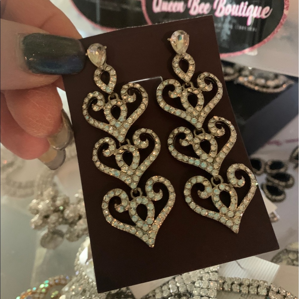 Heart Earrings Chandelier Valentines earrings